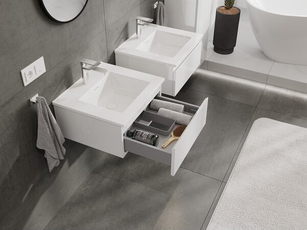 Mexen Orio, mobilier de baie 50 cm cu lavoar Otis, 1 sertar, alb lucios, 91A10-05023-1-BF00-W18M00