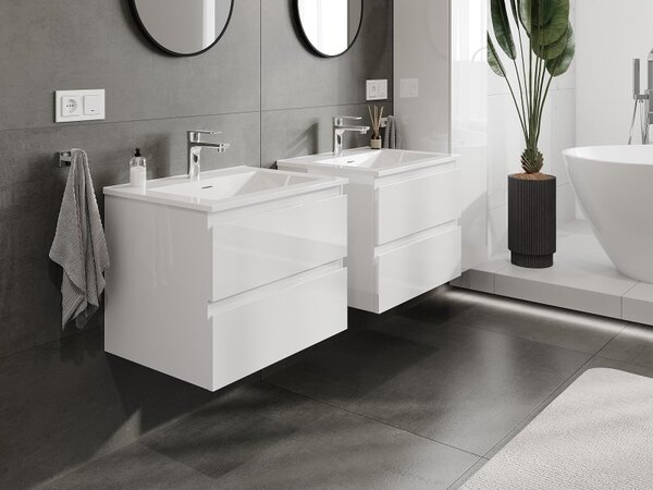 Mexen Orio, mobilier de baie 60 cm cu lavoar Otis, 2 sertare, alb lucios, 91A10-06047-2-BFF00-W18M00