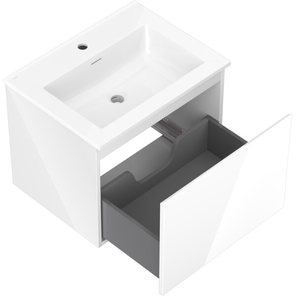 Mexen Orio, mobilier de baie 60 cm cu lavoar Otis, 1 sertar, alb lucios, 91A10-06047-1-BF00-W18M00