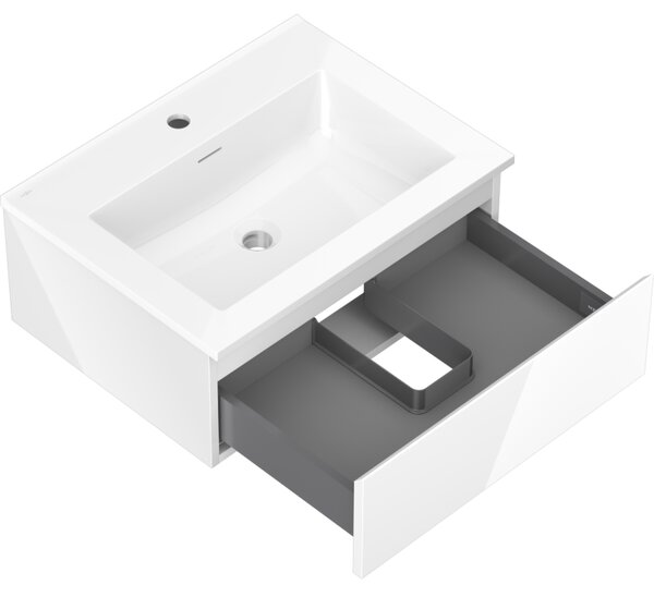 Mexen Orio, mobilier de baie 60 cm cu lavoar Otis, 1 sertar, alb lucios, 91A10-06023-1-BF00-W18M00