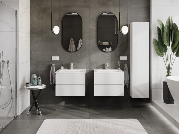Mexen Orio, mobilier de baie 60 cm cu lavoar Otis, 2 sertare, alb lucios, 91A10-06047-2-BFF00-W18M00