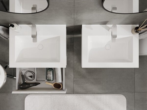 Mexen Orio, mobilier de baie 60 cm cu lavoar Otis, 1 sertar, alb lucios, 91A10-06023-1-BF00-W18M00