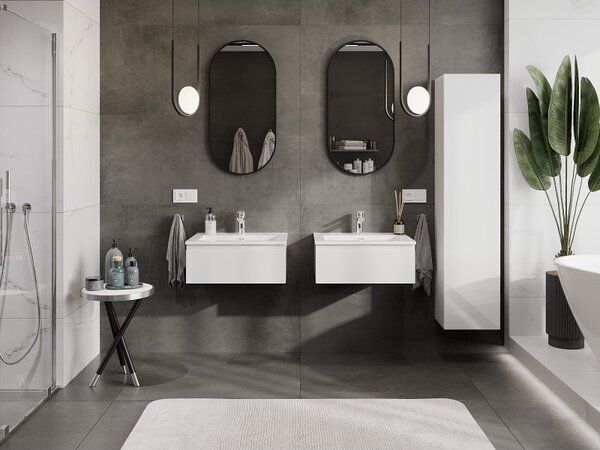 Mexen Orio, mobilier de baie 60 cm cu lavoar Otis, 1 sertar, alb lucios, 91A10-06023-1-BF00-W18M00