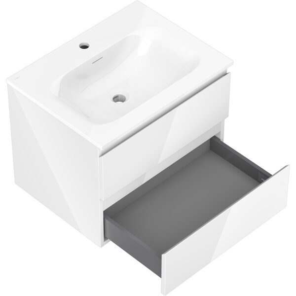 Mexen Orio, mobilier baie 60 cm cu lavoar Vela, 2 sertare, alb lucios, 91A10-06047-2-BFF00-W23M00