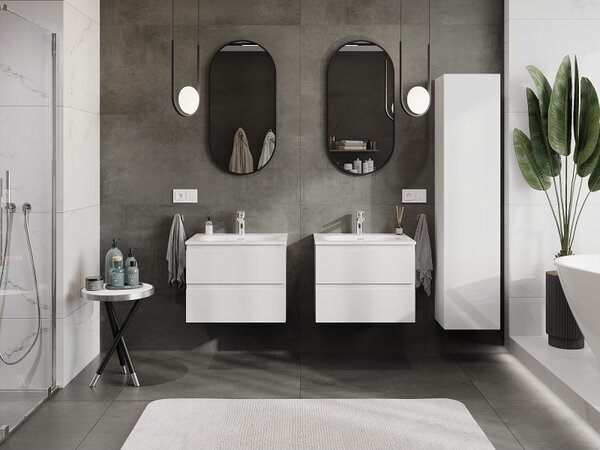 Mexen Orio, mobilier baie 60 cm cu lavoar Vela, 2 sertare, alb lucios, 91A10-06047-2-BFF00-W23M00