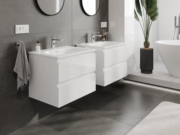 Mexen Orio, mobilier baie 60 cm cu lavoar Vela, 2 sertare, alb lucios, 91A10-06047-2-BFF00-W23M00