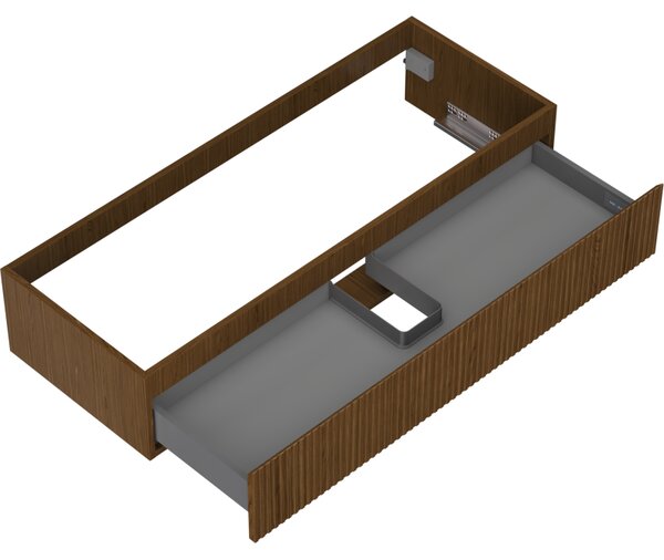 Mexen Rivel, mobilier de baie sub lavoar 120 cm, 1 sertar, canelat, nuc, 91A20-12023-1-BF86