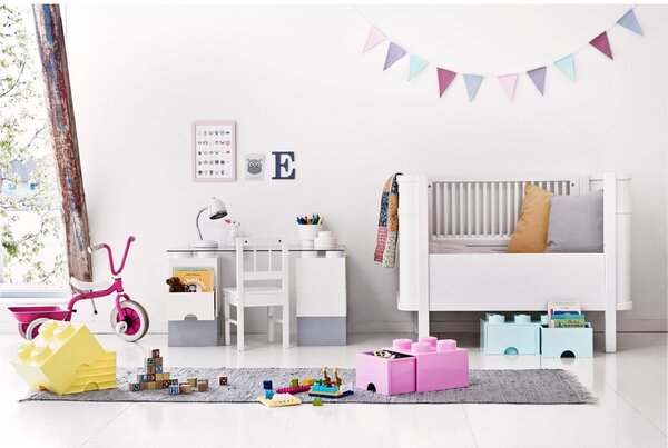 Cutie depozitare cu 2 sertare LEGO®, roz deschis