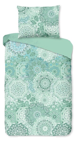 Lenjerie de pat din bumbac pentru pat dublu Bonami Selection Mandala, 200 x 220 cm, verde