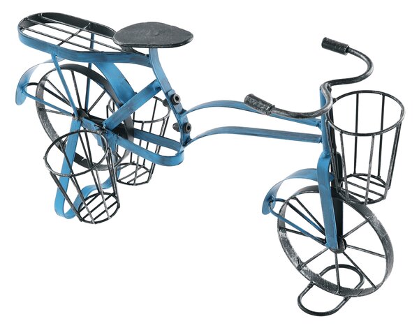 KONDELA Ghiveci RETRO în formă de bicicletă, negru / albastru, ALBO