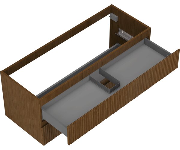 Mexen Rivel, mobilier baie 120 cm, 2 sertare, canelat, nuc, 91A20-12047-2-BFF86