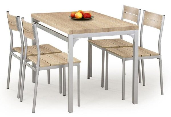 Set masa din MDF si metal + 4 scaune Melchor Sonoma Oak, L110xl70xH75 cm