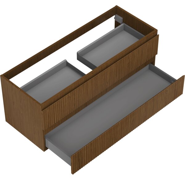 Mexen Rivel, mobilier baie 120 cm, 2 sertare, canelat, nuc, 91A20-12047-2-BFF86