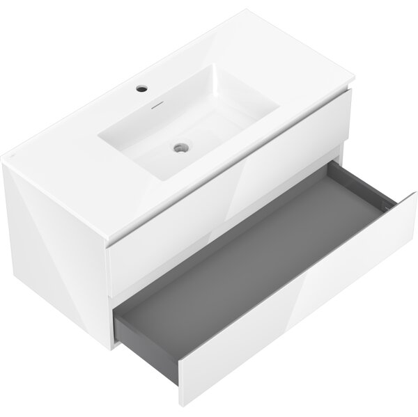Mexen Orio, mobilier de baie 100 cm cu lavoar Otis, 2 sertare, alb lucios, 91A10-10047-2-BFF00-W18M00