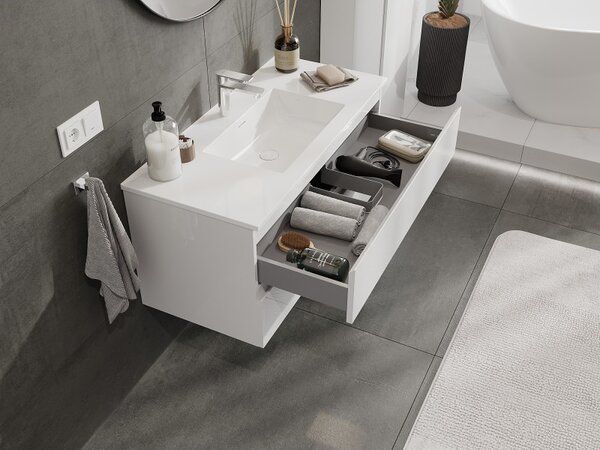 Mexen Orio, mobilier de baie 100 cm cu lavoar Otis, 2 sertare, alb lucios, 91A10-10047-2-BFF00-W18M00