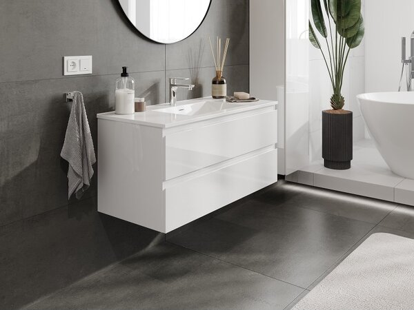 Mexen Orio, mobilier de baie 100 cm cu lavoar Otis, 2 sertare, alb lucios, 91A10-10047-2-BFF00-W18M00