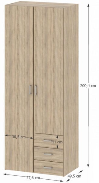 KONDELA Dulap, 2 uşi, stejar sonoma, GWEN 70425