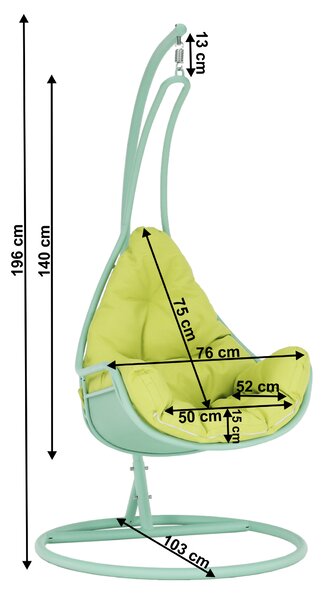 KONDELA Balansoar suspendat , neomint / verde, TALISE