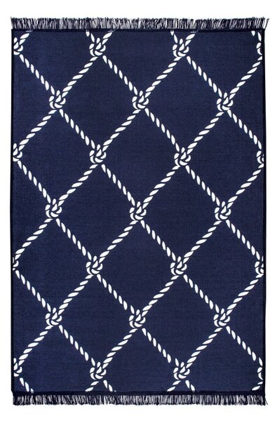 Covor reversibil Cihan Bilisim Tekstil Rope, 120 x 180 cm, alb-albastru