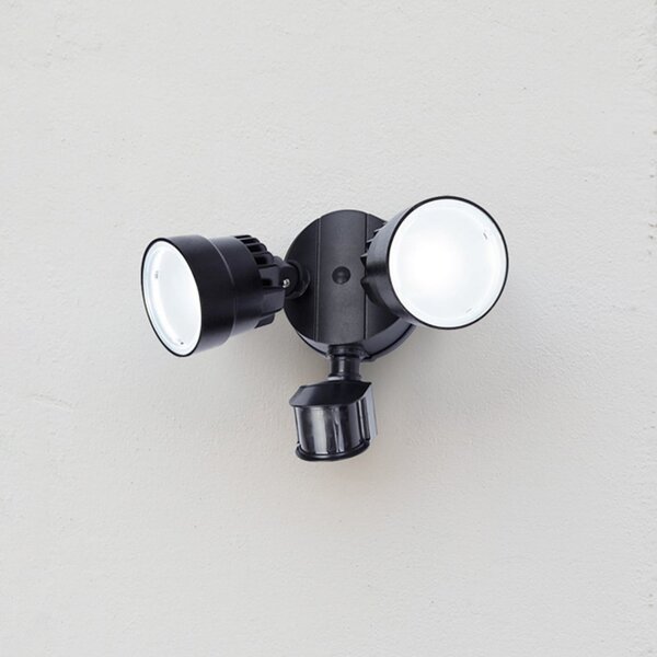 LUTEC Proiector exterior cu senzor LED SHRIMP II negru 12 W, 2 LED-uri, IP44, Negru, Plastic