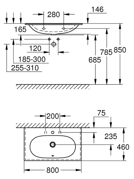 Grohe Essence lavoar 80x46 cm dreptunghiular mobilier alb luciu 3956700H