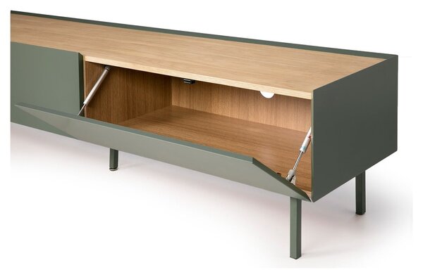 Masă TV verde/în culoare naturală cu aspect de lemn de stejar 180x45 cm Arista – Teulat