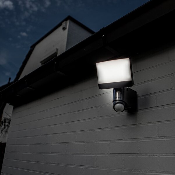 LUTEC Proiector exterior cu senzor LED SUNSHINE, 25 cm, gri închis, IP54, Gri, Plastic, Modern, Spot de perete