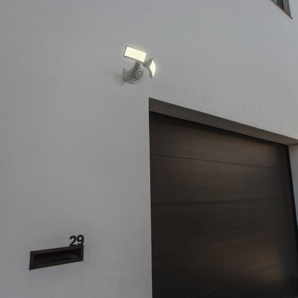 LUTEC Proiector exterior cu senzor LED ARC, alb, 28 cm, 2 becuri, IP54, Alb, Plastic, Modern, Perete unghiular