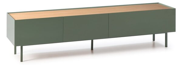 Masă TV verde/în culoare naturală cu aspect de lemn de stejar 180x45 cm Arista – Teulat