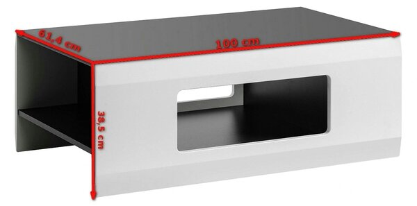 Masuta cafea CLIFF, gri grafit/stejar, PAL, 100x61x38 cm