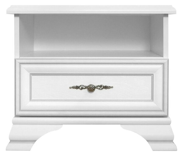 Mobilier dormitor alb IDENTO, cu pat 160x200, dulap cu 5 usi si 2 sert