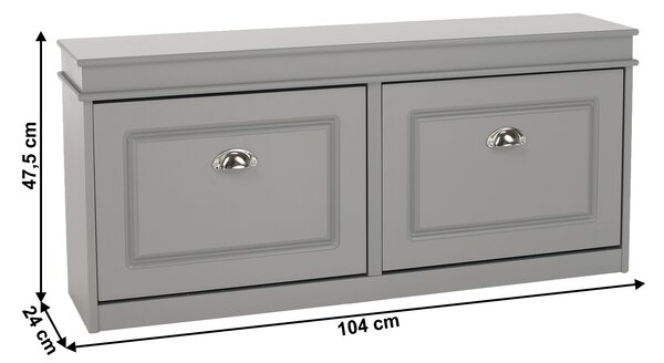 KONDELA Pantofar, 2 compartimente, gri, SEBER TYP 4