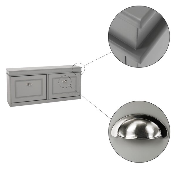 KONDELA Pantofar, 2 compartimente, gri, SEBER TYP 4