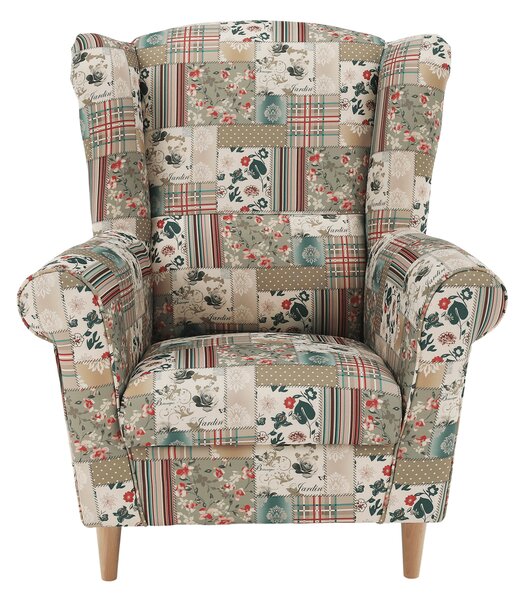 KONDELA Fotoliu, material textil în stilul patchwork viorica 1, CHARLOT