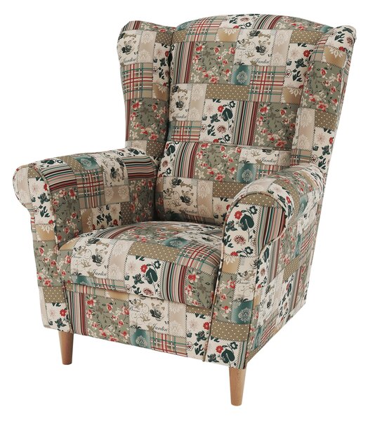 KONDELA Fotoliu, material textil în stilul patchwork viorica 1, CHARLOT