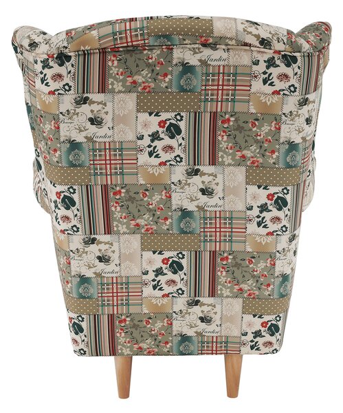 KONDELA Fotoliu, material textil în stilul patchwork viorica 1, CHARLOT