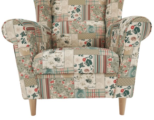 KONDELA Fotoliu, material textil în stilul patchwork viorica 1, CHARLOT