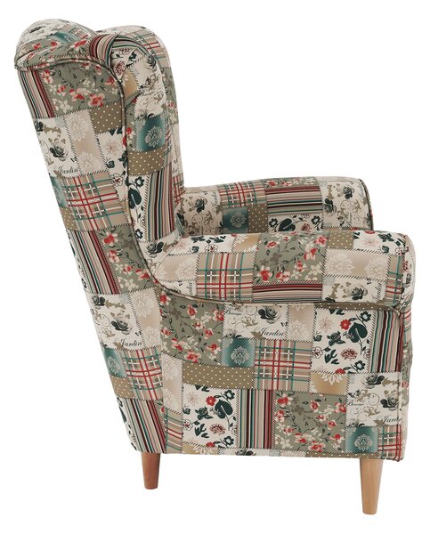 KONDELA Fotoliu, material textil în stilul patchwork viorica 1, CHARLOT