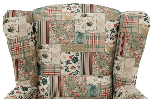 KONDELA Fotoliu, material textil în stilul patchwork viorica 1, CHARLOT