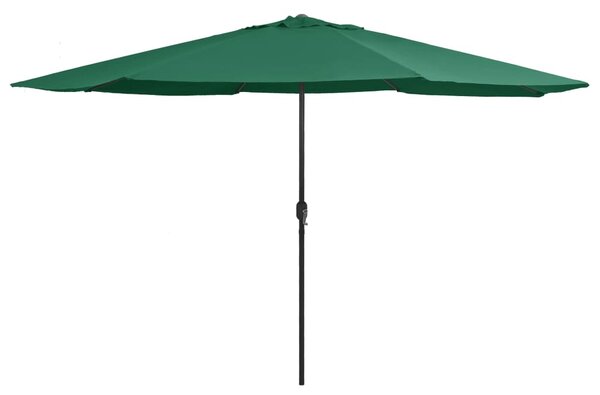 Umbrelă de soare de exterior, stâlp metalic, verde, 390 cm
