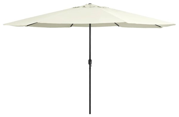 Umbrelă de soare de exterior, stâlp metalic, alb nisipiu 390 cm