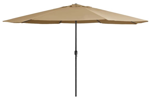 Umbrelă de soare de exterior, stâlp metalic, gri taupe, 390 cm