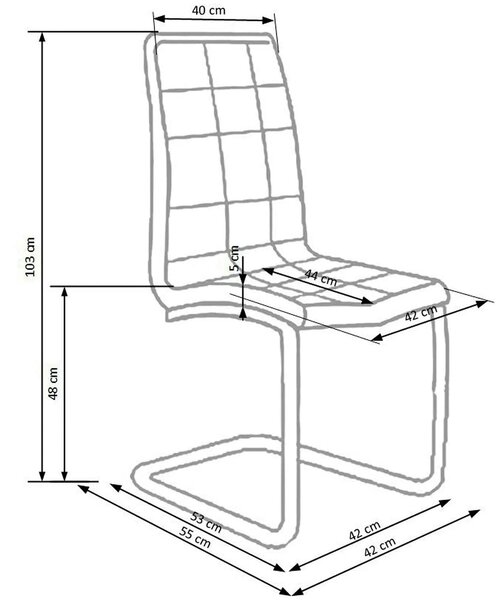 Scaun tapitat K147, gri/crom, piele ecologica/metal, 42X55X101 CM