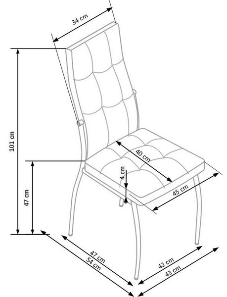 Scaune bucatarie inox K209, bej/crom, piele ecologica/metl, 43x54x101x