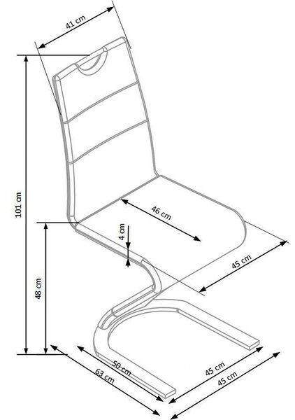 Scaun K291, negru/crom, piele ecologica/metal, 45X63X101 CM