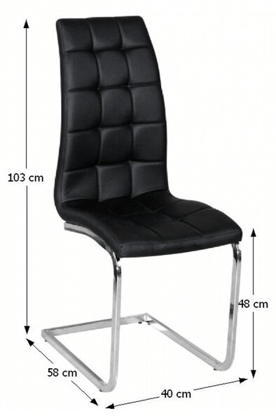 KONDELA Scaun bucătărie, piele ecologică negru/crom, DULCIA