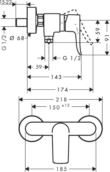 Hansgrohe Metris baterie de duș perete crom 31680000