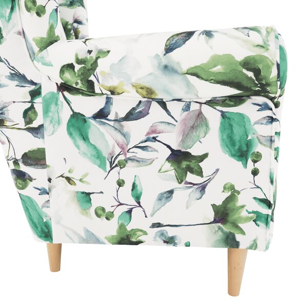 KONDELA Fotoliu, material textil model frunze verzi, CHARLOT