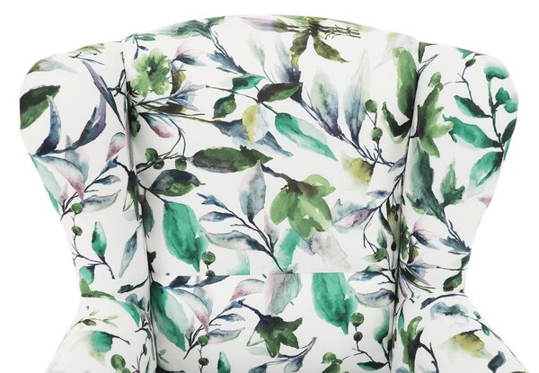 KONDELA Fotoliu, material textil model frunze verzi, CHARLOT