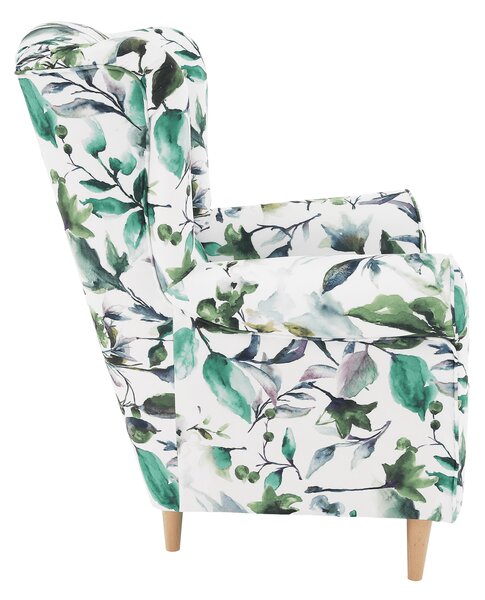 KONDELA Fotoliu, material textil model frunze verzi, CHARLOT